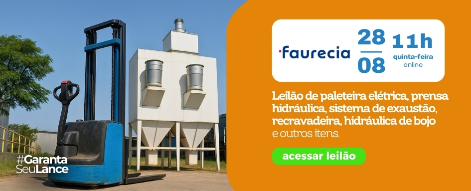 Leilão de  paleteira elétrica, sistema de exaustão, prensa hidráulica, recravadeira hidráulica de bojo | DeSeuLance