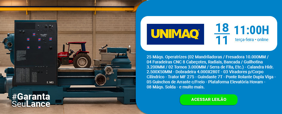 Leilão de 25 máquinas operatrizes
