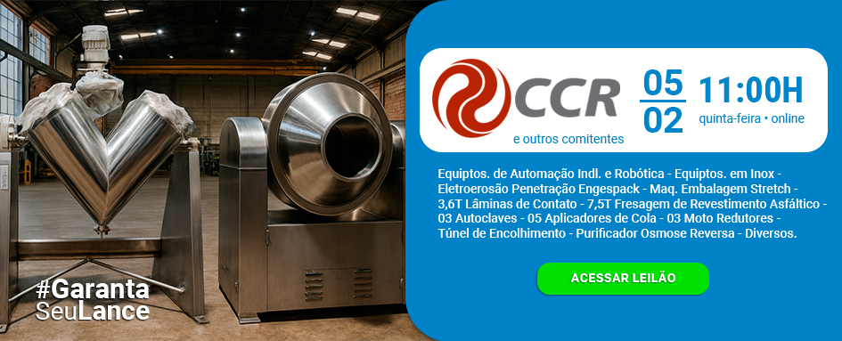 Leilão de Misturador em V,  Drageador, Trilho Guia, Máquina de Embalagem e mais