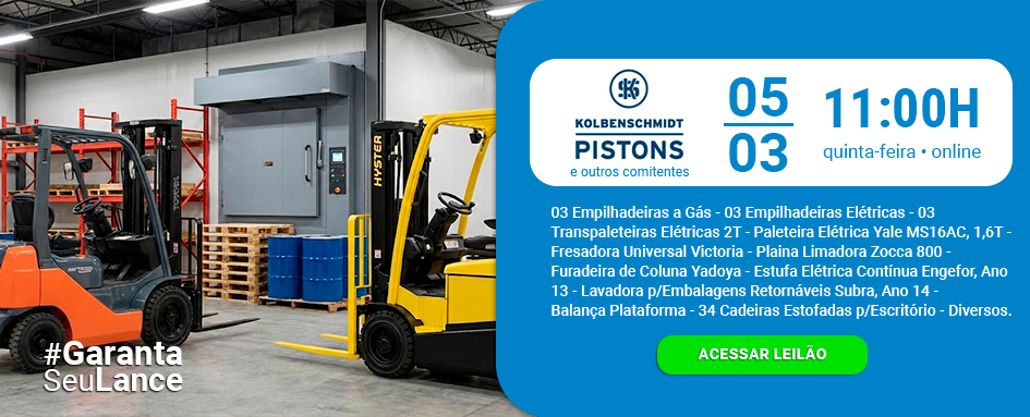 Leilão de Empilhadeiras, Transpaleteiras e muito mais