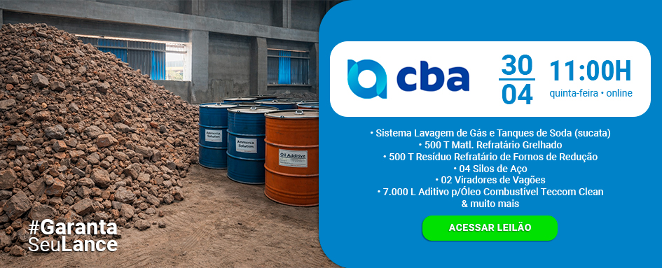 Leilão de Material Refratário, Sucatas, Aditivo para Óleo Combustível e muito mais